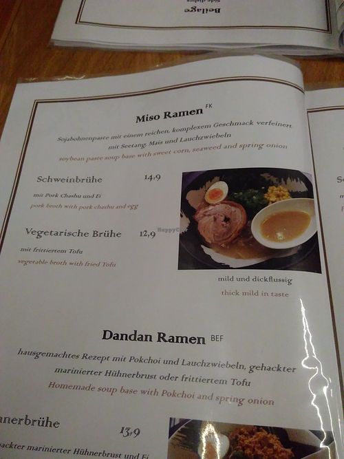 Menu at Ramen 8 in Stuttgart