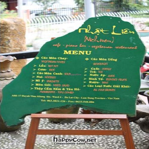 Menu at Nichiren - Nhat Lien in Da Lat