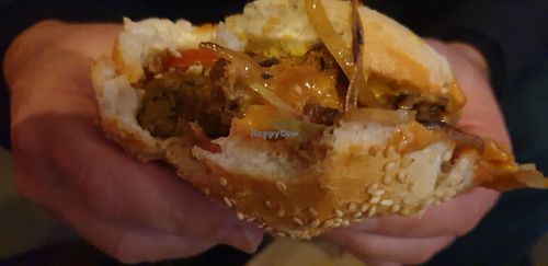 The cheese burger: very thick meaty burger.  at Friend & Faux  in Thornbury