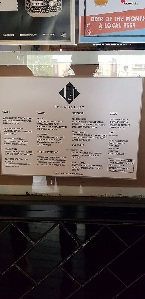 Menu 18/10/2019 at Friend & Faux  in Thornbury