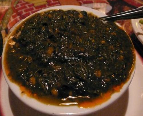 spinach with lentils at Paru's Vegetarian Indian Restaurant in Los Angeles