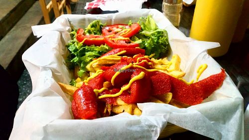 Salchipapas at Mr. Food Vegan in Lima