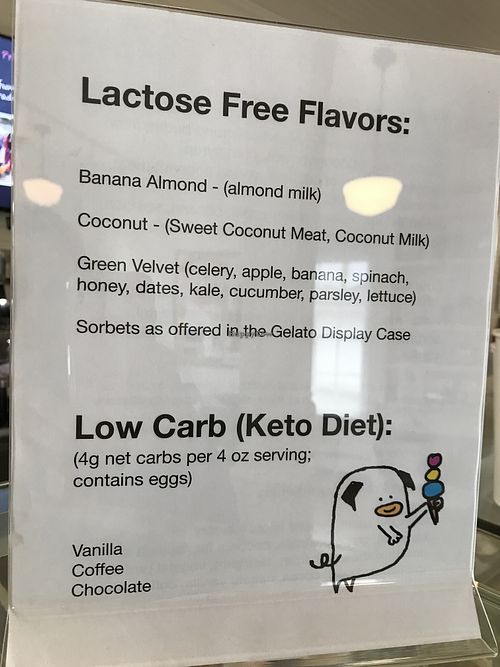 Lactose free menu this day at Pugnuts in Surry