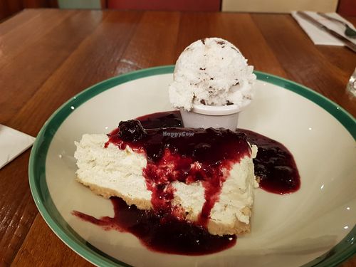 Vegan nocheesecake at Frankie & Benny's in Manchester
