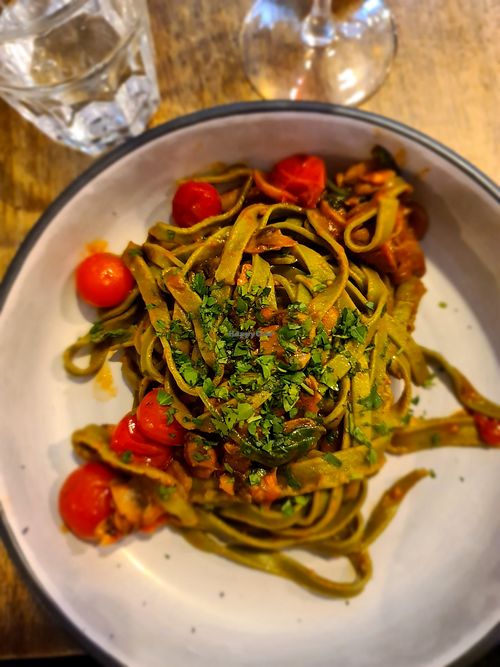 Green fettuccine at Maccaroni Trattoria Italiana in Melbourne