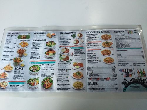 Menu at Padthaiwok in Valencia