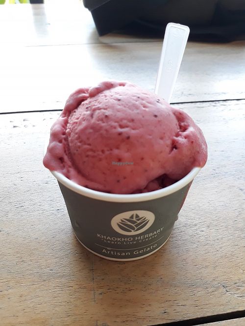Vegan strawberry sorbet at Italia Gusto in Phetchabun