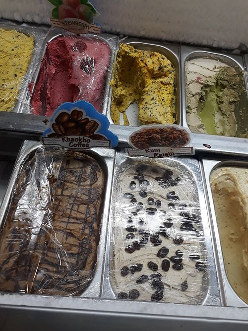 Vegan ice cream flavours are passion fruit and strawberry at Italia Gusto in Phetchabun