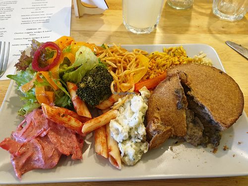 Mushroom pie with salad. Delicious at Kind in Looe