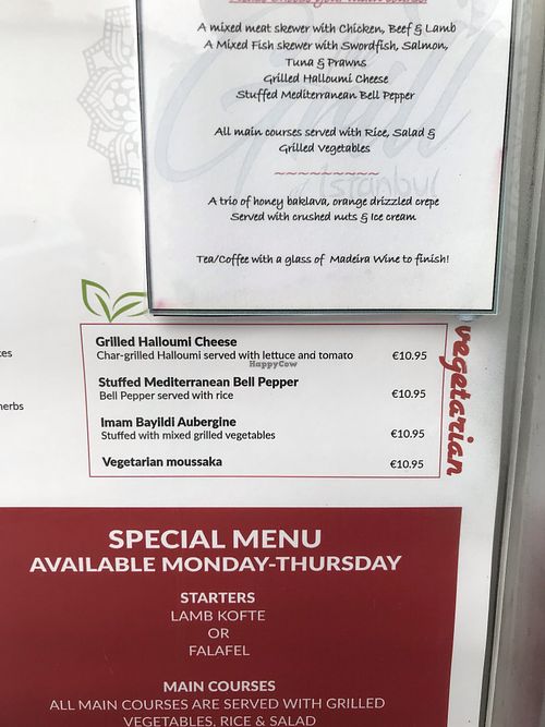 The vegetarian Menu! at Istanbul Grill in Funchal