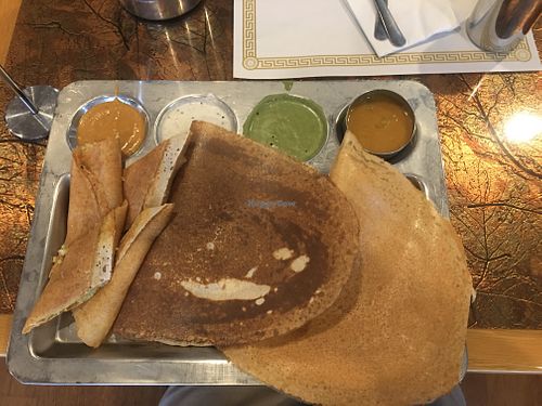 mini dosas:the white chutney is coconut not yogurt at Mylapore in Folsom