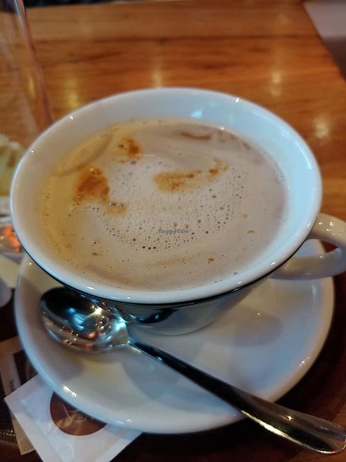 Coffee with rice mylk. Photo by: Petra U. H. on Facebook at Trust in Maribor