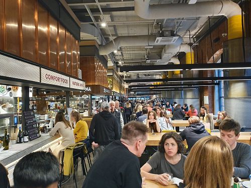 The stall is in a gastro market at Veganutye in Moscow