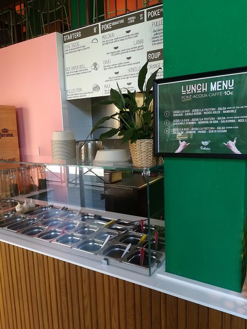 Menu at Pokeia in Milan