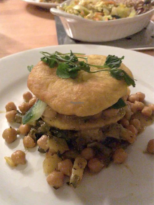 Trini Doubles - comes with side of veg and rice n beans  at Marinades in Cheltenham