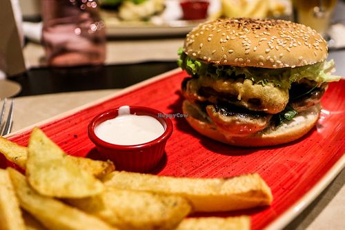 vegan burger at Veggies in Tirana
