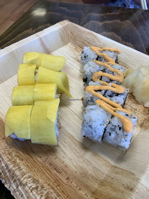 Sunset roll and spicy shiitake roll  at Wasabi Beach Sushi & Kitchen in Montauk