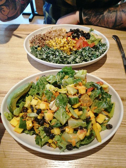 La la land bowl and a composed salad.  at Greenleaf Gourmet Chop Shop in Hollywood