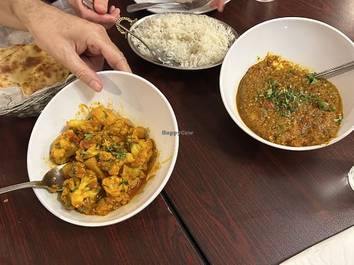 Aloo gobi and baigan bharta  at Monsoon Indian Cuisine in Palm Springs