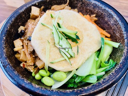 Lions mane mushroom and vegan egg bibimbap  at Shū Màn 蔬漫蔬食料理 - Suman in New Taipei City