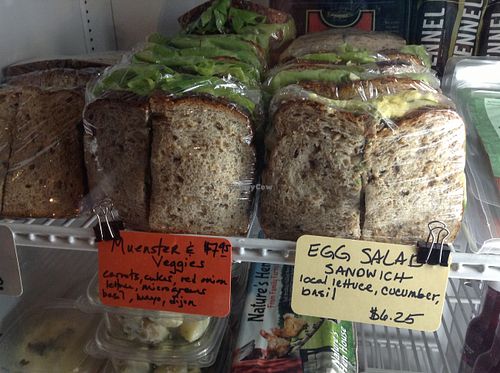 vegetarian sandwiches from to-go cooler at Sally Ann's Cafe and Market in Lubec