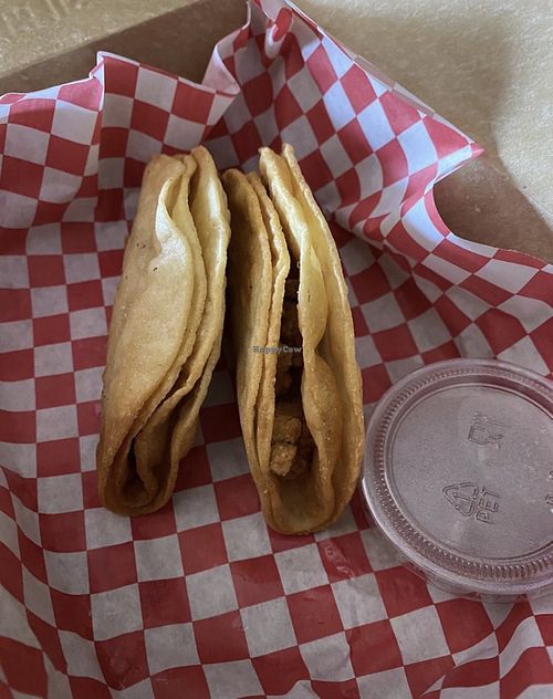 $10 for these two mediocre tasting tacos  at CC's Vegan Spot in St Louis