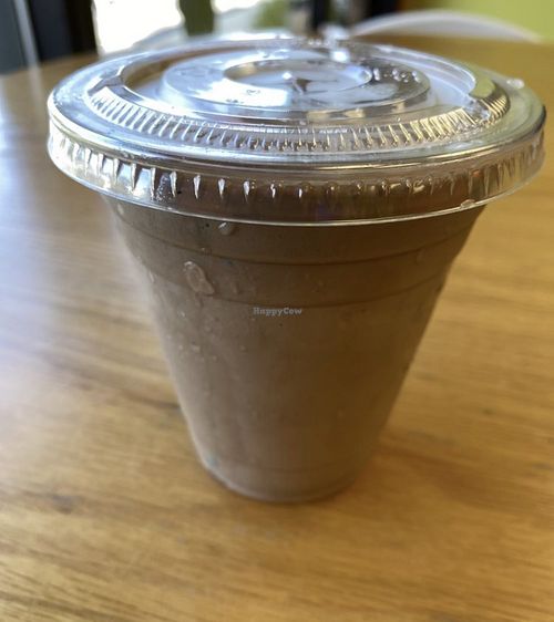 Chocolate Fudge milkshake was thick and delicious. Not worth $6 for this size  at CC's Vegan Spot in St Louis