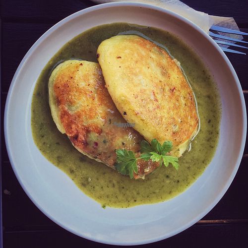 potato pancacke with spinach at Vilties Vaistinės Arbatine in Kaunas