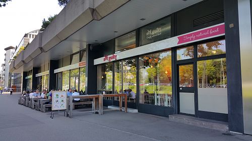 Outdoor seating at Not Guilty - Oerlikon Airgate in Zurich