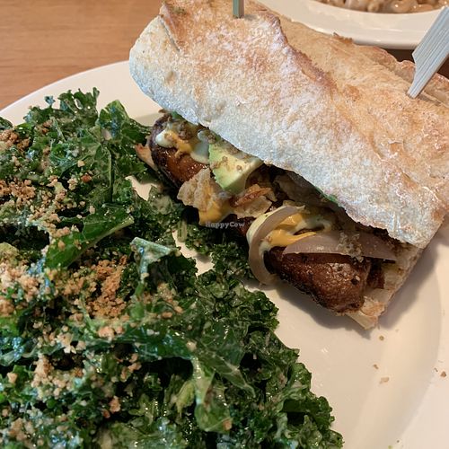 Chorizo pan with amazing caesar-style salad at Love Life Cafe in Miami Beach