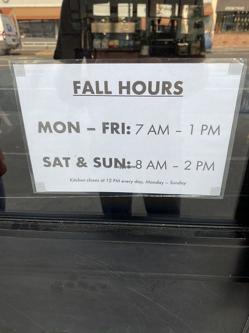 Fall hours at Retrograde Coffee Roasters in Sebastopol