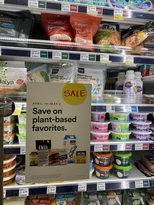 Vegan Friendly Cheeses and Specials Signage  at Whole Foods Market in La Jolla