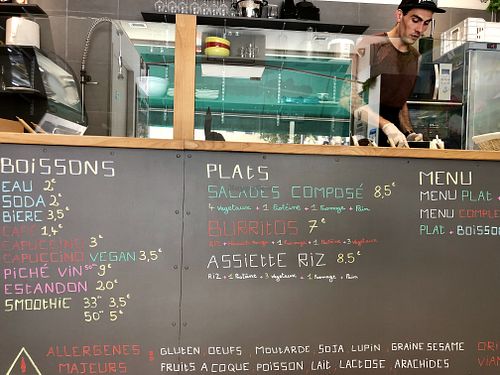 Menu and counter at Le 37 Green House in Grasse