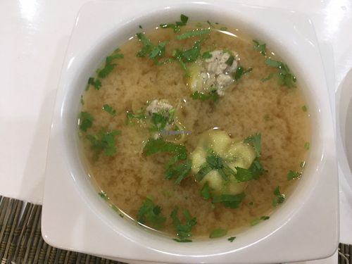 Dim Sum soup with miso at Ariya Organic Cafe in Bangkok