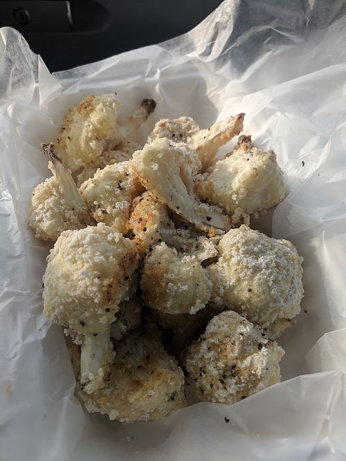 Salt and pepper panko crusted cauliflower wings at Baked 3.14 in Calgary