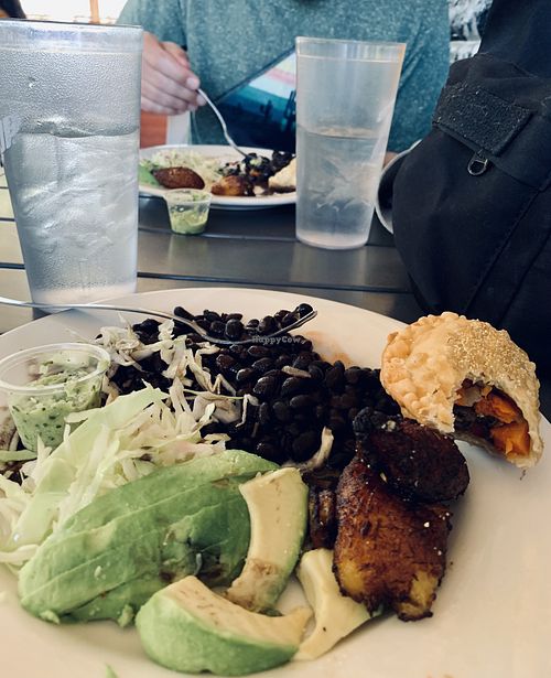 Vegan platter double beans no rice at República Empanada in Mesa