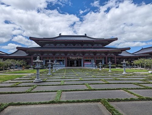 Outside at Water Drop Vege Cafe at Fo Guang Shan Temple in Auckland