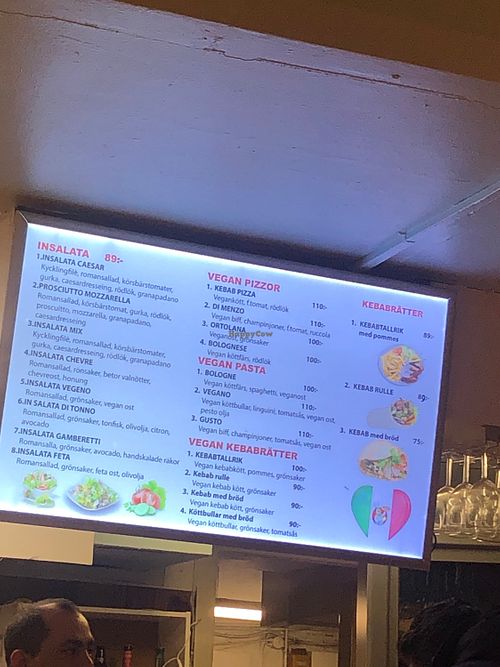 the wonderful vegan menu at Gusto Italiano in Stockholm
