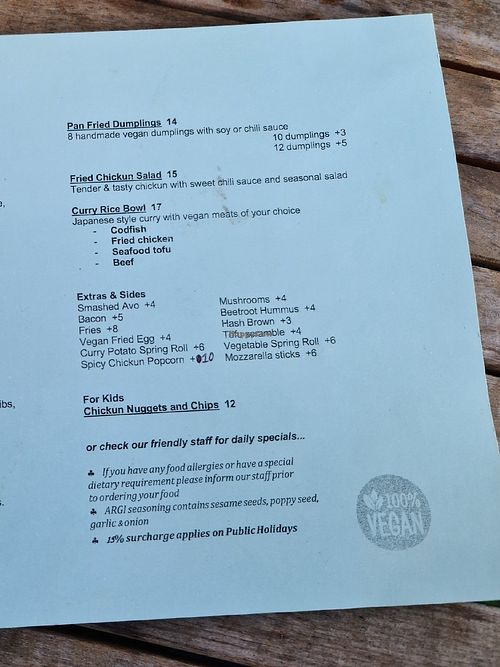 New owners,  new menu,  part of it at Argi in Kensington