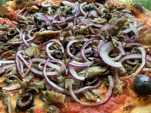 Yummy pizza. Any pizza can be made vegan and no cheese at PizZando in Healdsburg