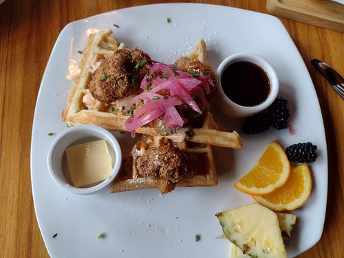 Chicken and waffles at Life on Mars in Seattle