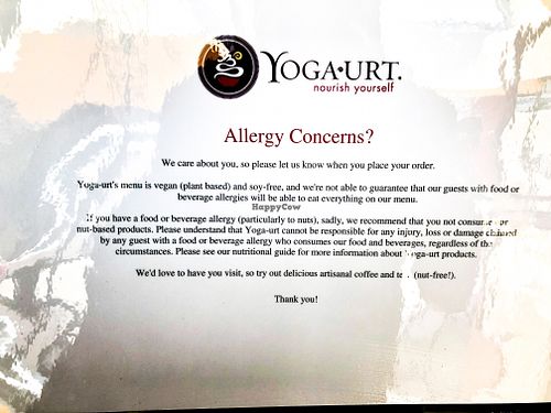 Allergy Concerns at Yoga-urt in Los Angeles