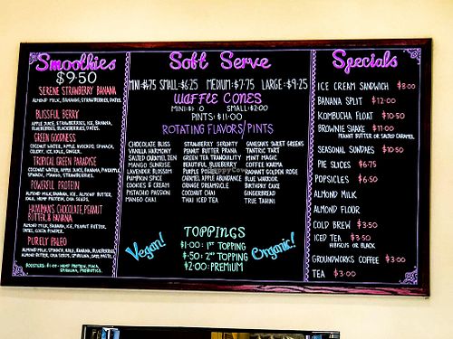 Menu at Yoga-urt in Los Angeles