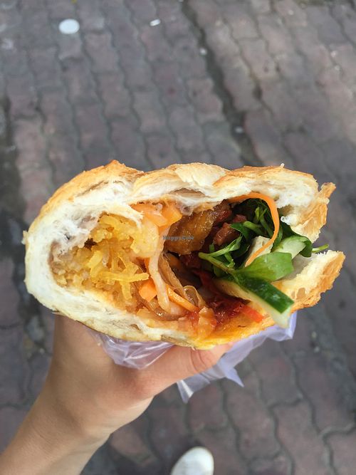 Tasty banh mi with lots of fillings at Sen Vegan House in Ho Chi Minh City