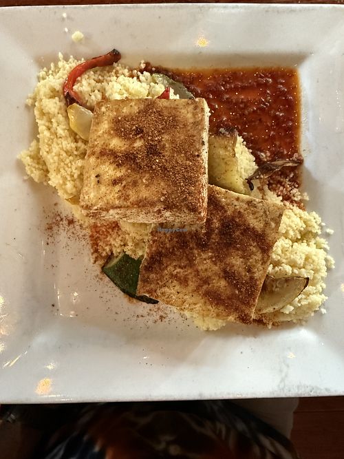 Morrocan tofu with couscous sans yogurt  at The Bohemian in Greenville