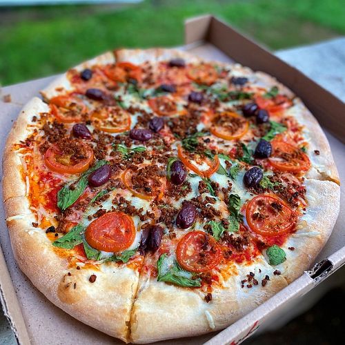 Mad Greek vegan at Yellow Brick Pizza - King Ave in Columbus