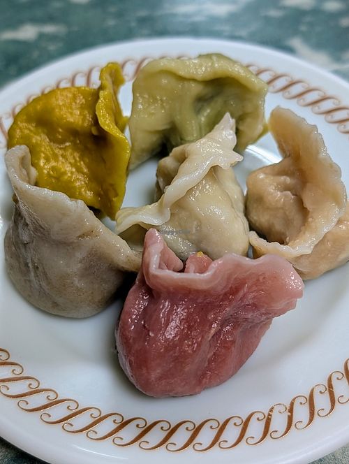 Six flavored dumplings at Lái Xīn SùShí 來欣素食手工水餃 in Taipei