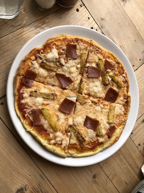 Special of the day, Hawaiian pizza. Vegan ham and pineapple. at Vegan Town in Ajijic