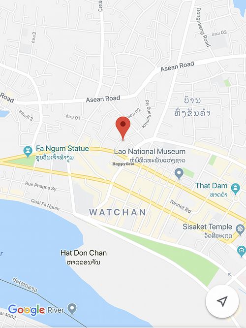 Where we are next to reunion cafe  at Vegan Center Cafe in Vientiane