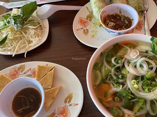 Veggie Soring Rolls, Fried Tofu and Veggie Phó at Pacific Rim Cafe in Rapid City